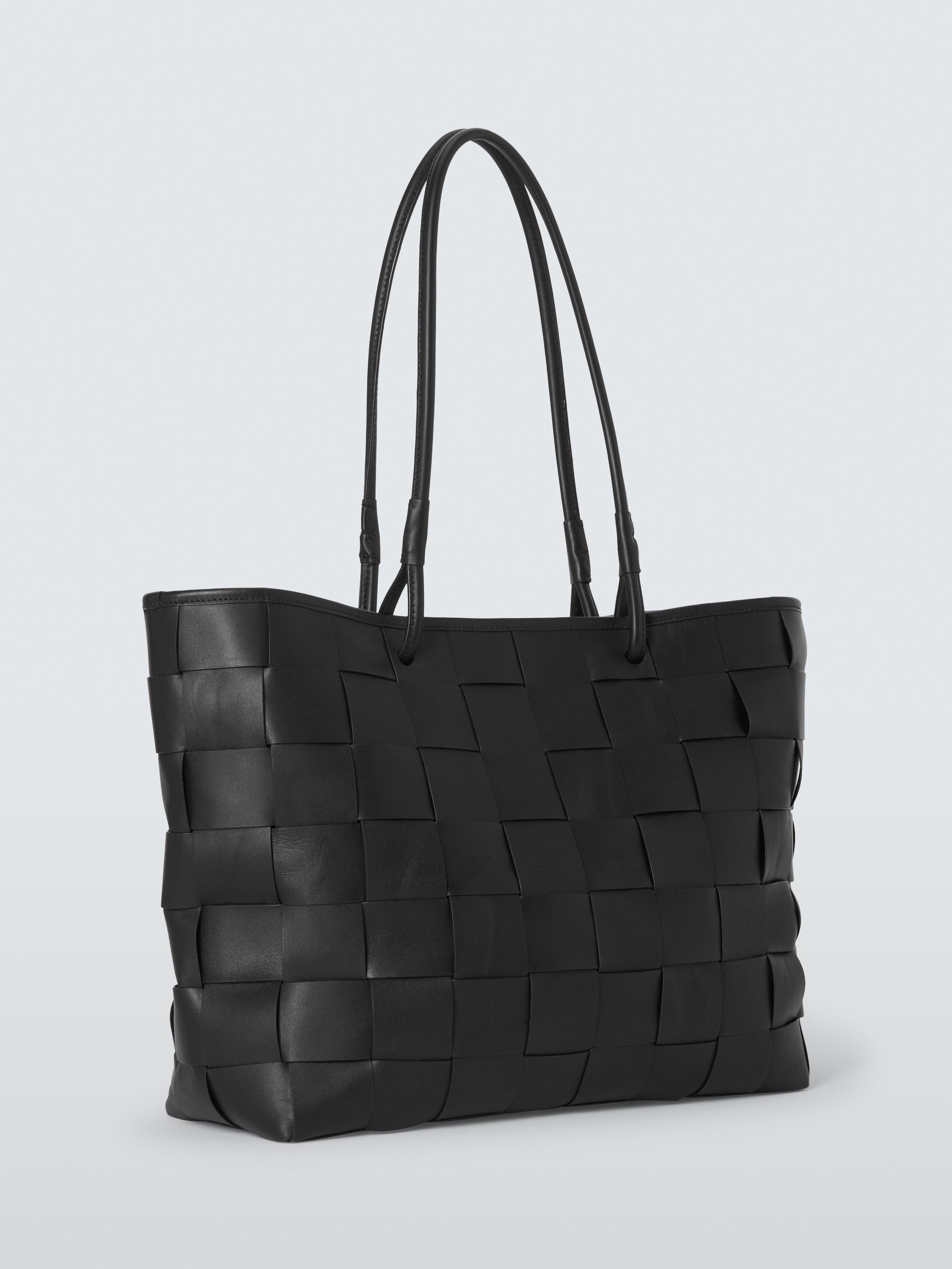 Product image 3 of 6, which shows John Lewis Woven Leather Tote Bag, Black