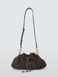 John Lewis Suede Medium Drawstring Shoulder Bag, Brown