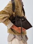 John Lewis Suede Medium Drawstring Shoulder Bag, Brown