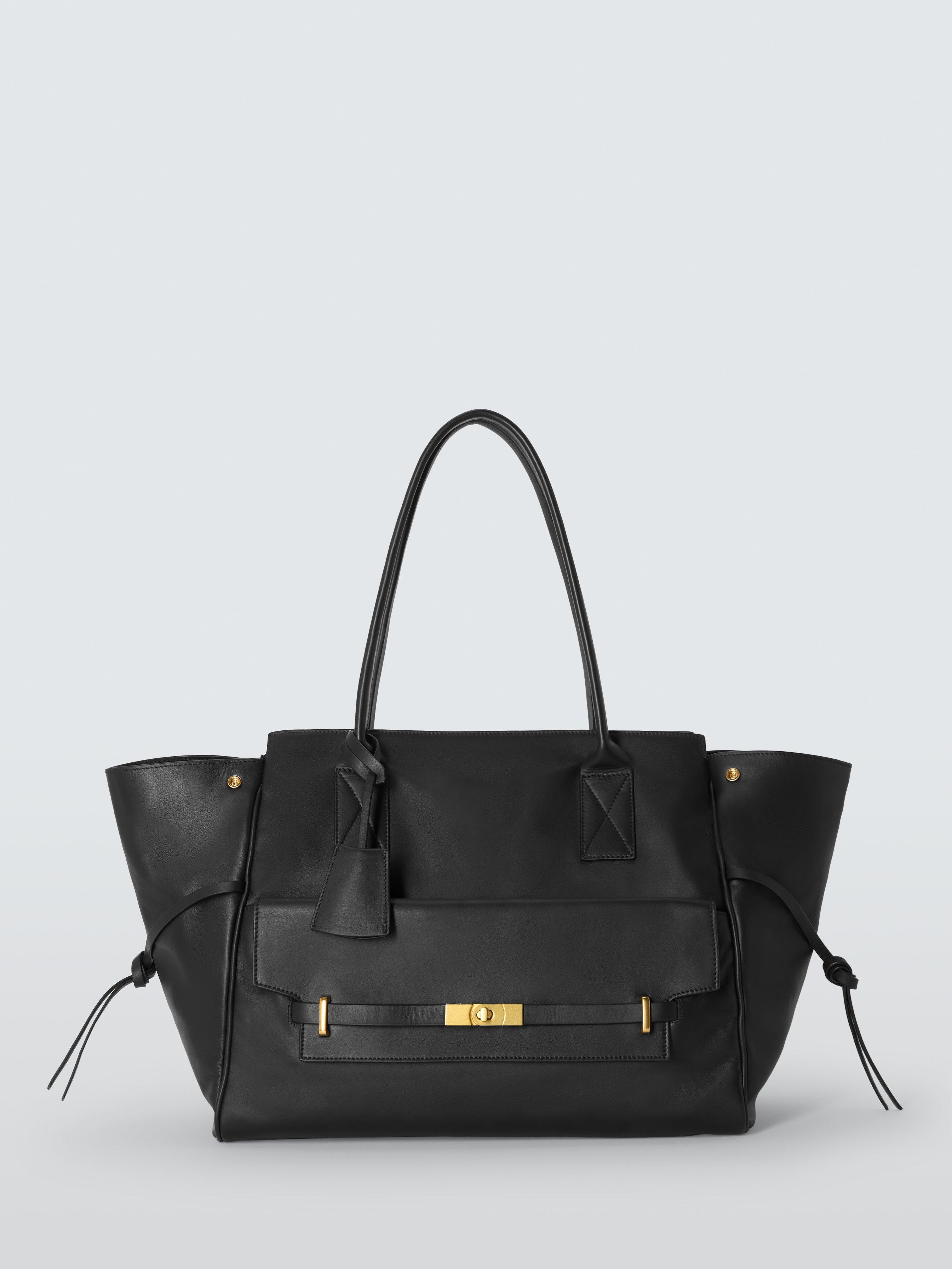 Product image 1 of 5, which shows John Lewis Icon Leather Gold Hardware Tote Bag, Black