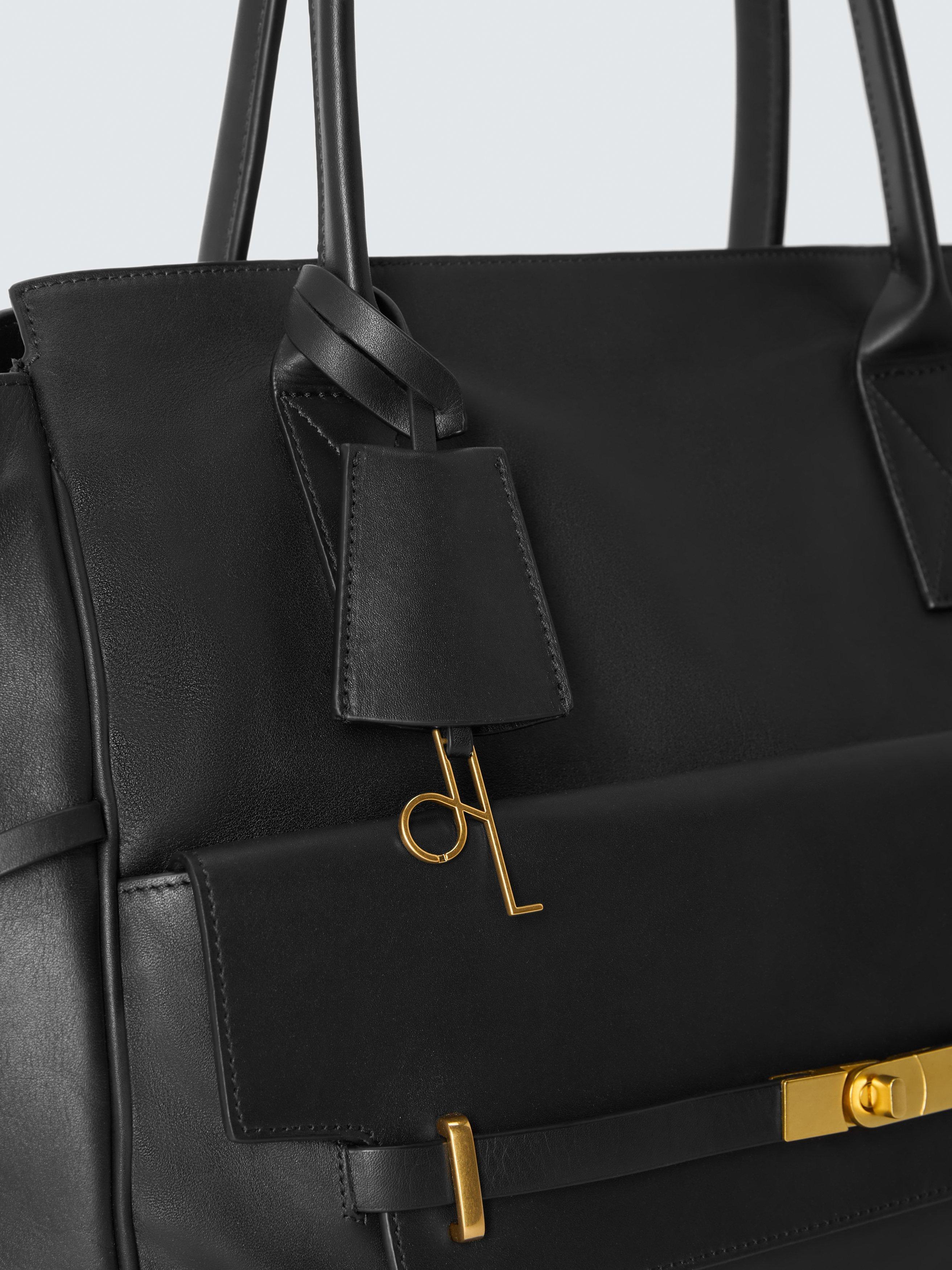 Product image 5 of 5, which shows John Lewis Icon Leather Gold Hardware Tote Bag, Black