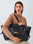 John Lewis Icon Leather Gold Hardware Tote Bag, Black