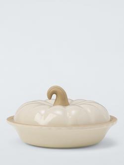 John Lewis Farmhouse Pumpkin Stoneware Lidded Bowl, 16cm, Cream, Cream