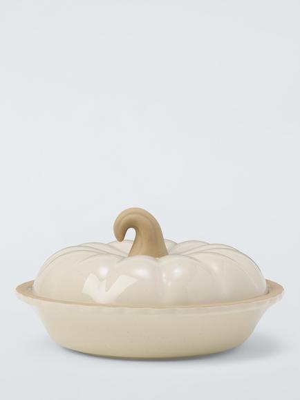 John Lewis Farmhouse Pumpkin Stoneware Lidded Bowl, 16cm, Cream, Cream