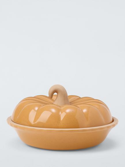 John Lewis Farmhouse Pumpkin Stoneware Lidded Bowl, 16cm, Cream, Orange