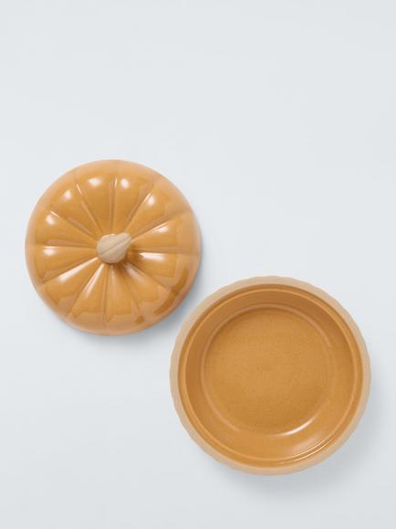 John Lewis Farmhouse Pumpkin Stoneware Lidded Bowl, 16cm, Cream - view 2, Orange