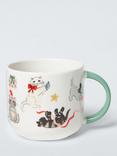 John Lewis Christmas Cats Stoneware Mug, 300ml, White/Multi