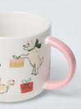 John Lewis Christmas Dogs Stoneware Mug, 300ml, White/Multi