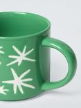 John Lewis 'Joy' Wax Resist Stoneware Mug, 350ml, Green