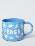 John Lewis 'Peace' Wax Resist Stoneware Mug, 350ml, Blue