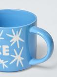 John Lewis 'Peace' Wax Resist Stoneware Mug, 350ml, Blue