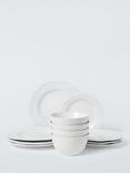 John Lewis Dot Stoneware Dinnerware Set, 12 Piece, White