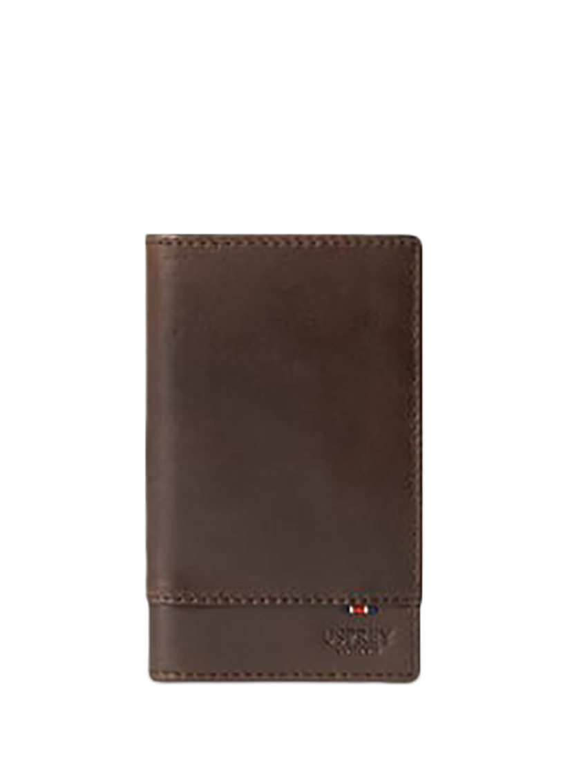 Product image 1 of 5, which shows OSPREY LONDON The London Micro Dress Leather Wallet, Chestnut
