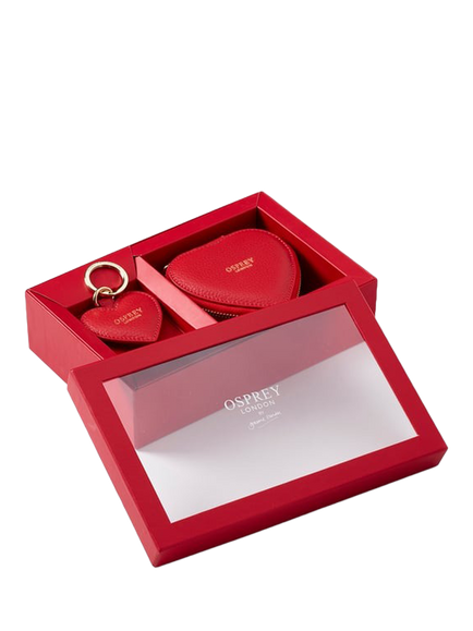 OSPREY LONDON The Tilly Leather Heart Gift Set, Light Red