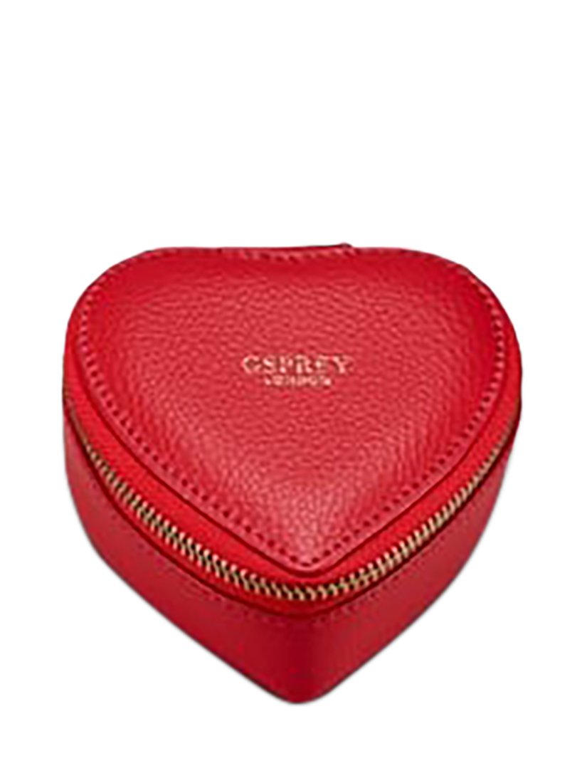 Product image 2 of 4, which shows OSPREY LONDON Tilly Heart Leather Keyring & Trinket Box Gift Set, Light Red