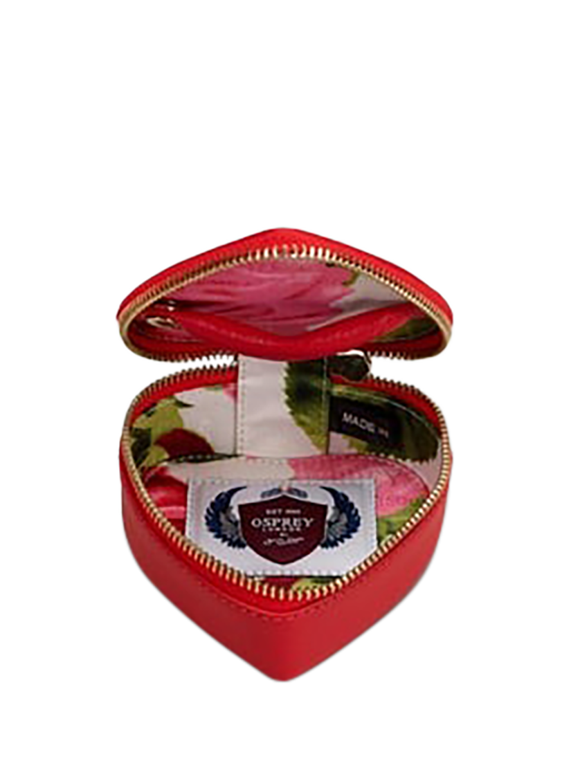 Product image 3 of 4, which shows OSPREY LONDON Tilly Heart Leather Keyring & Trinket Box Gift Set, Light Red