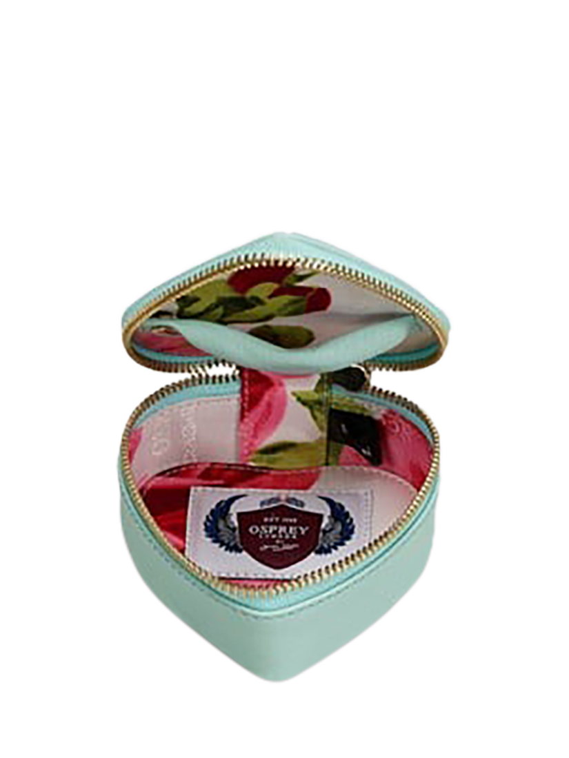 Product image 2 of 4, which shows OSPREY LONDON Tilly Heart Leather Keyring & Trinket Box Gift Set, Arctic