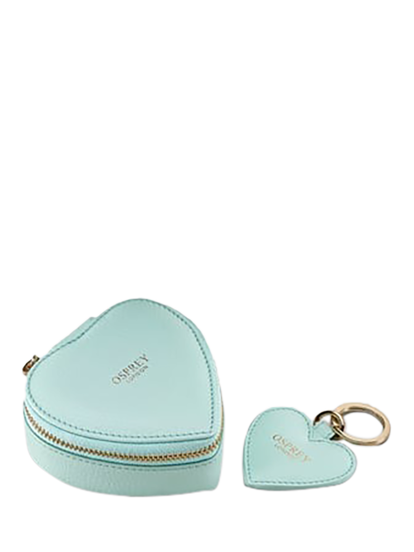 Product image 3 of 4, which shows OSPREY LONDON Tilly Heart Leather Keyring & Trinket Box Gift Set, Arctic