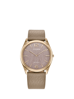 Citizen Stiletto Women's Leather Strap Watch, Rose Gold/Beige