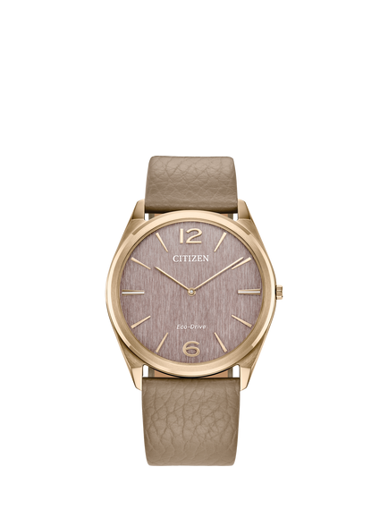 Citizen Stiletto Women's Leather Strap Watch, Rose Gold/Beige