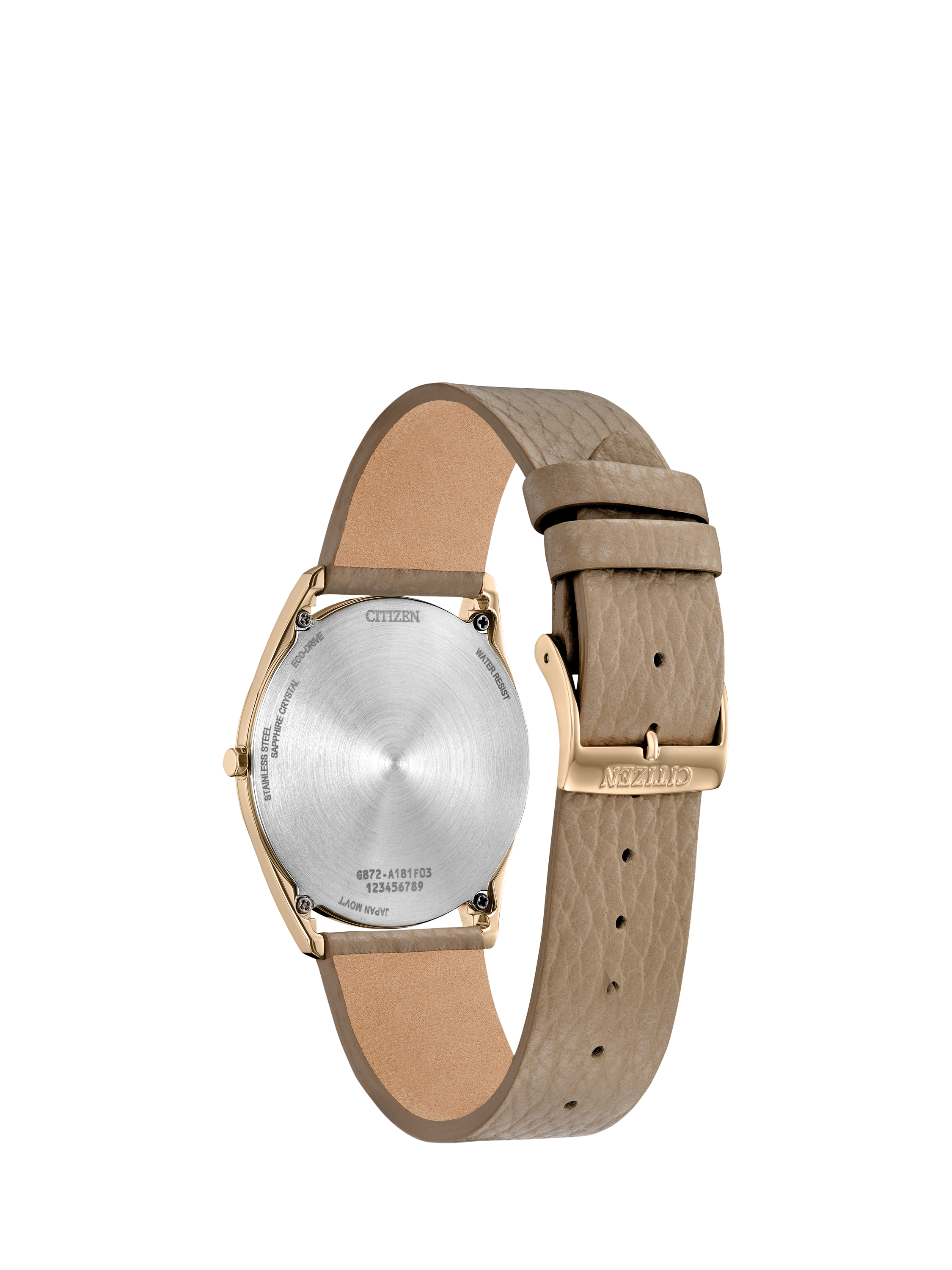 Product image 2 of 6, which shows Citizen Stiletto Women's Leather Strap Watch, Beige