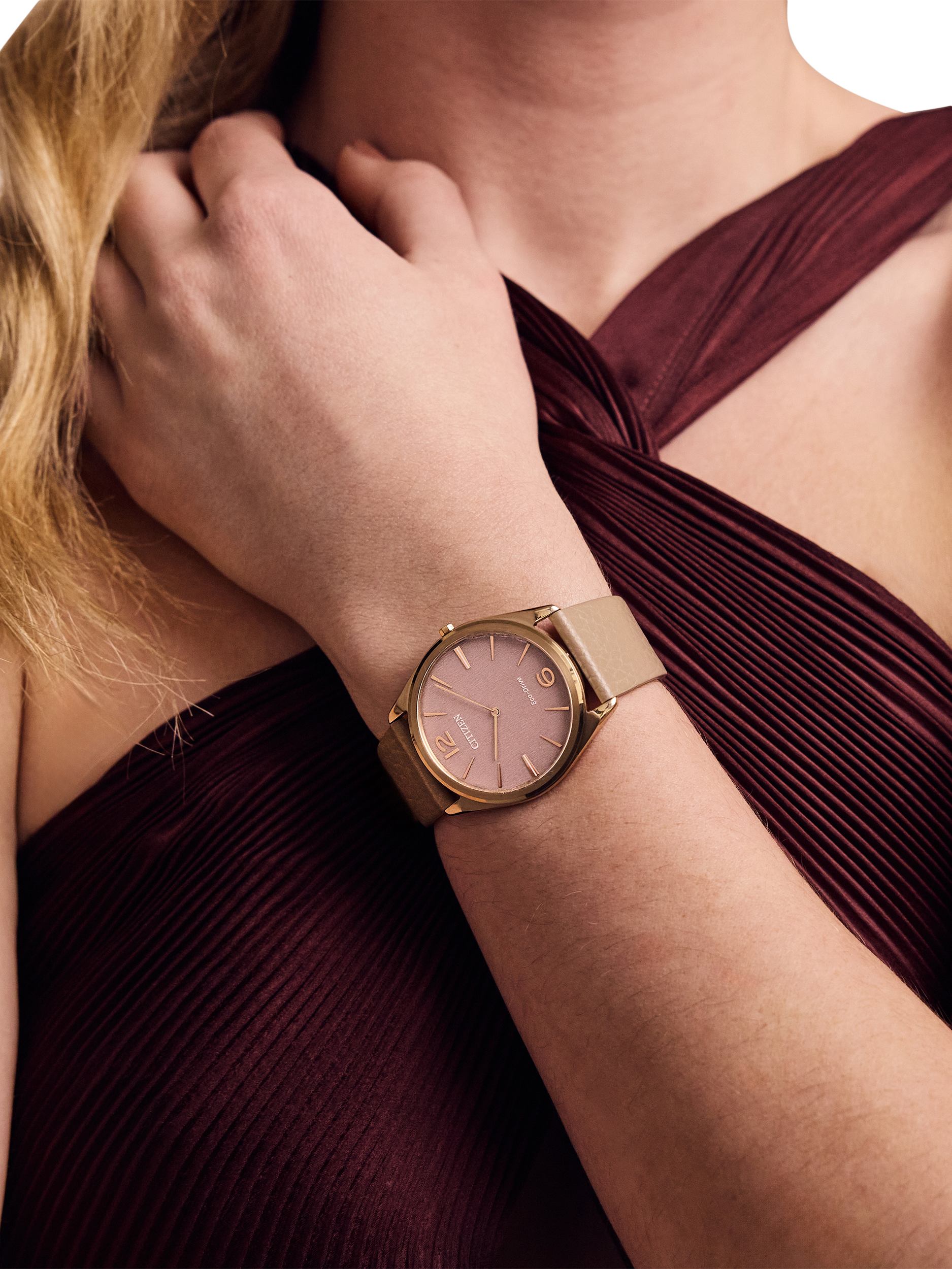 Product image 5 of 6, which shows Citizen Stiletto Women's Leather Strap Watch, Beige