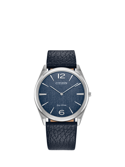 Citizen Stiletto Women's Leather Strap Watch, Silver/Blue