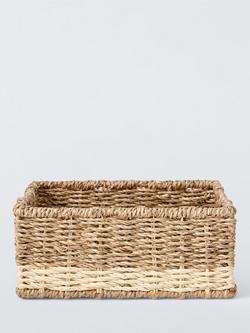 John Lewis Shallow Seagrass Storage Basket, Natural/White, Small - view 2, 