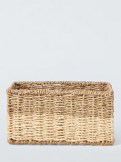 John Lewis Slim Seagrass Storage Basket, Natural/White - view 2, 