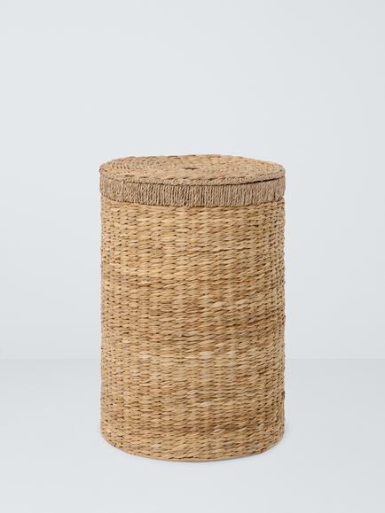 John Lewis Bulrush Cord Trim Laundry Basket, Natural, 