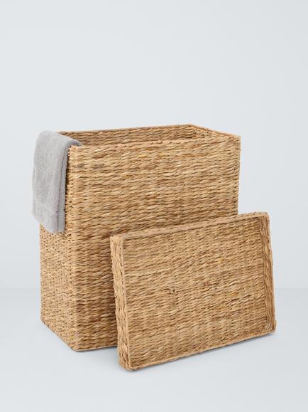 John Lewis Bulrush Double Laundry Basket, Natural - view 2, 