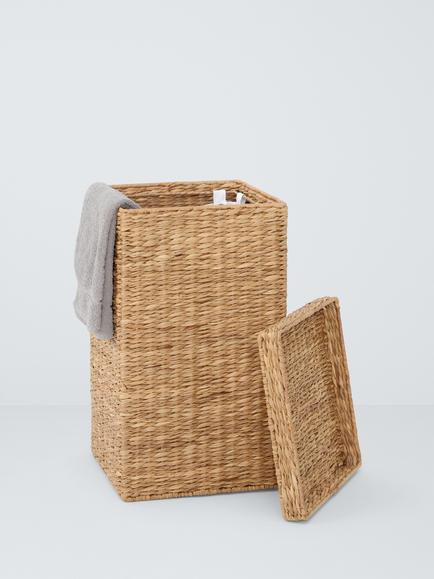 John Lewis Bulrush Single Square Laundry Basket, Natural - view 2, 