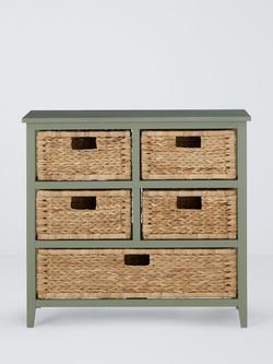 John Lewis Pine and Bulrush 5 Drawer Bathroom Storage Unit, Sage - view 2, 