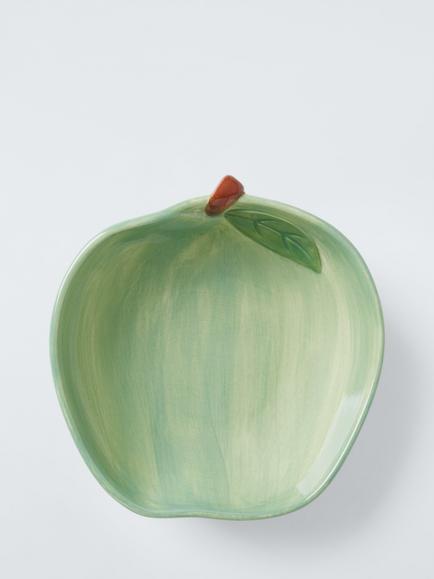 John Lewis X Deliciously Ella Apple Hand Painted Stoneware Serving Bowl, 15cm, Green, 