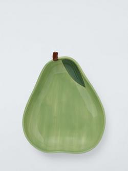 John Lewis X Deliciously Ella Pear Hand Painted Stoneware Serving Bowl, 26cm, Green, 