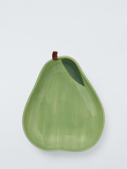 John Lewis X Deliciously Ella Pear Hand Painted Stoneware Serving Bowl, 26cm, Green, 