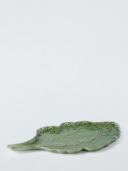 John Lewis X Deliciously Ella Kale Hand Painted Stoneware Serving Platter, 40cm, Green - view 2, 