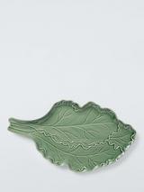 John Lewis X Deliciously Ella Kale Hand Painted Stoneware Serving Platter, 40cm, Green