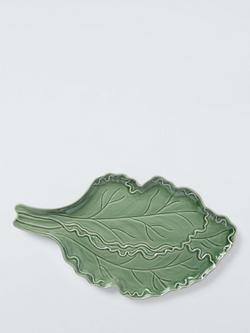 John Lewis X Deliciously Ella Kale Hand Painted Stoneware Serving Platter, 40cm, Green, 