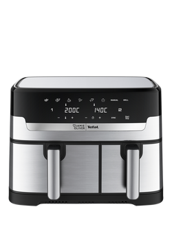 Tefal Jamie Oliver Dual Drawer Air Fryer & Grill, 8.3L, Stainless Steel, Stainless Steel