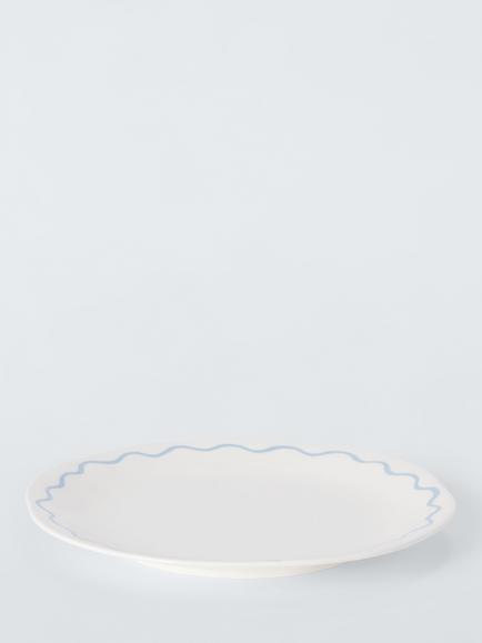 John Lewis Flora Bow Fine China Dinner Plate, 27cm, Blue - view 2, Blue