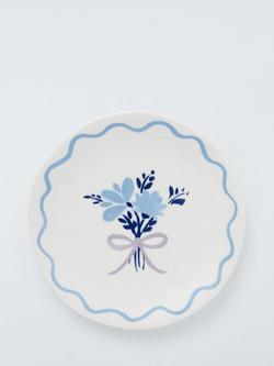 John Lewis Flora Posy Fine China Side Plate, 20cm, Blue, Blue