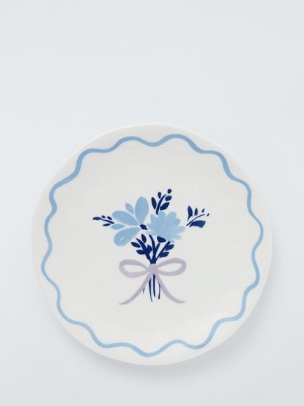 John Lewis Flora Posy Fine China Side Plate, 20cm, Blue, Blue