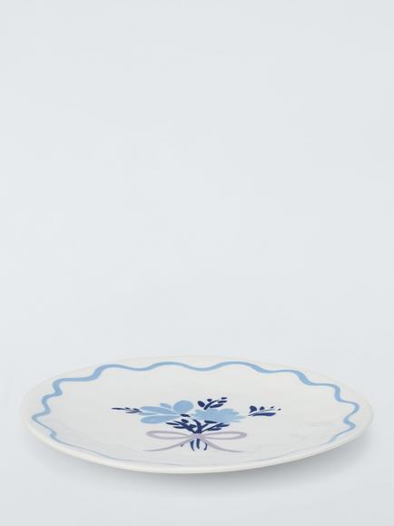 John Lewis Flora Posy Fine China Side Plate, 20cm, Blue - view 2, Blue