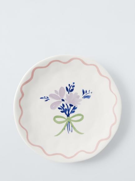 John Lewis Flora Posy Fine China Side Plate, 20cm, Pink, Pink