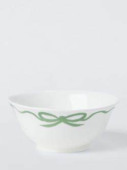 John Lewis Flora Bow Fine China Cereal Bowl, 15cm, Green, Green