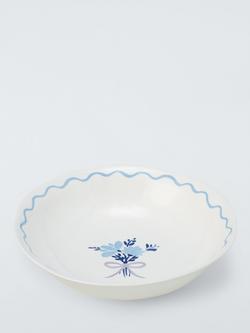 John Lewis Flora Posy Fine China Serve Bowl, 30cm, White/Blue, White