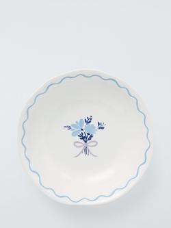John Lewis Flora Posy Fine China Serve Bowl, 30cm, White/Blue - view 2, White