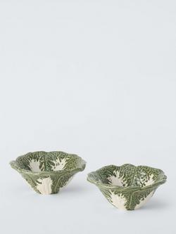 John Lewis X Deliciously Ella Cabbage Hand Painted Stoneware Mini Dip Dish, Set of 2, 11cm, Green, 