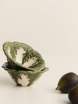 John Lewis X Deliciously Ella Cabbage Hand Painted Stoneware Mini Dip Dish, Set of 2, 11cm, Green - view 2, 